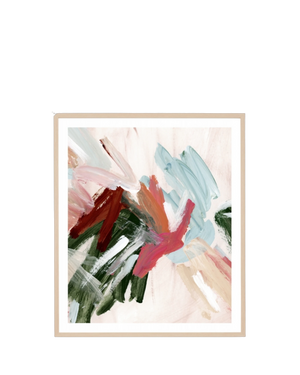 Painterly Abstract Autumn 1 Print 73cm x 85cm - Light Timber Frame
