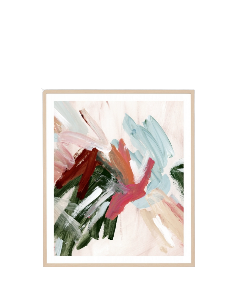 Painterly Abstract Autumn 1 Print 73cm x 85cm - Light Timber Frame