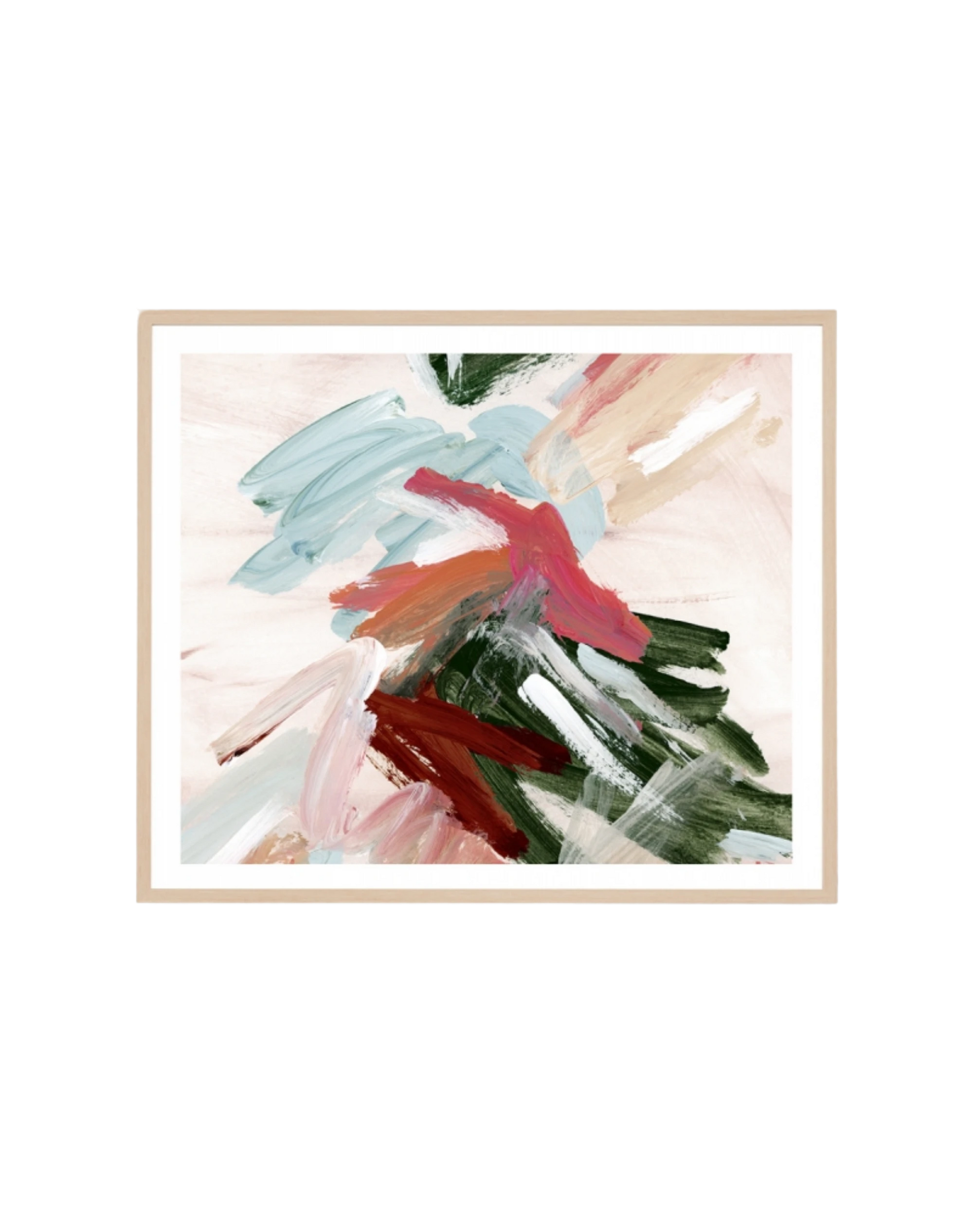 Painterly Abstract Autumn 1 Print 88cm x 103cm - Light Timber Frame