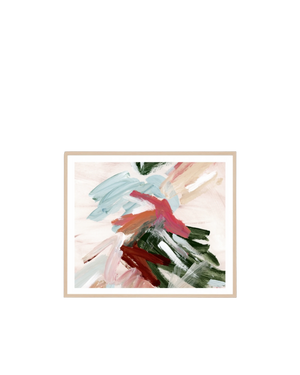 Painterly Abstract Autumn 1 Print 88cm x 103cm - Light Timber Frame