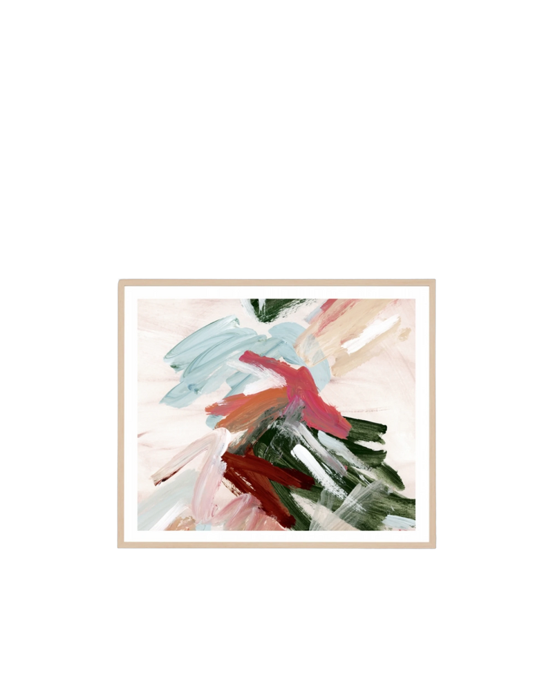 Painterly Abstract Autumn 1 Print 88cm x 103cm - Light Timber Frame