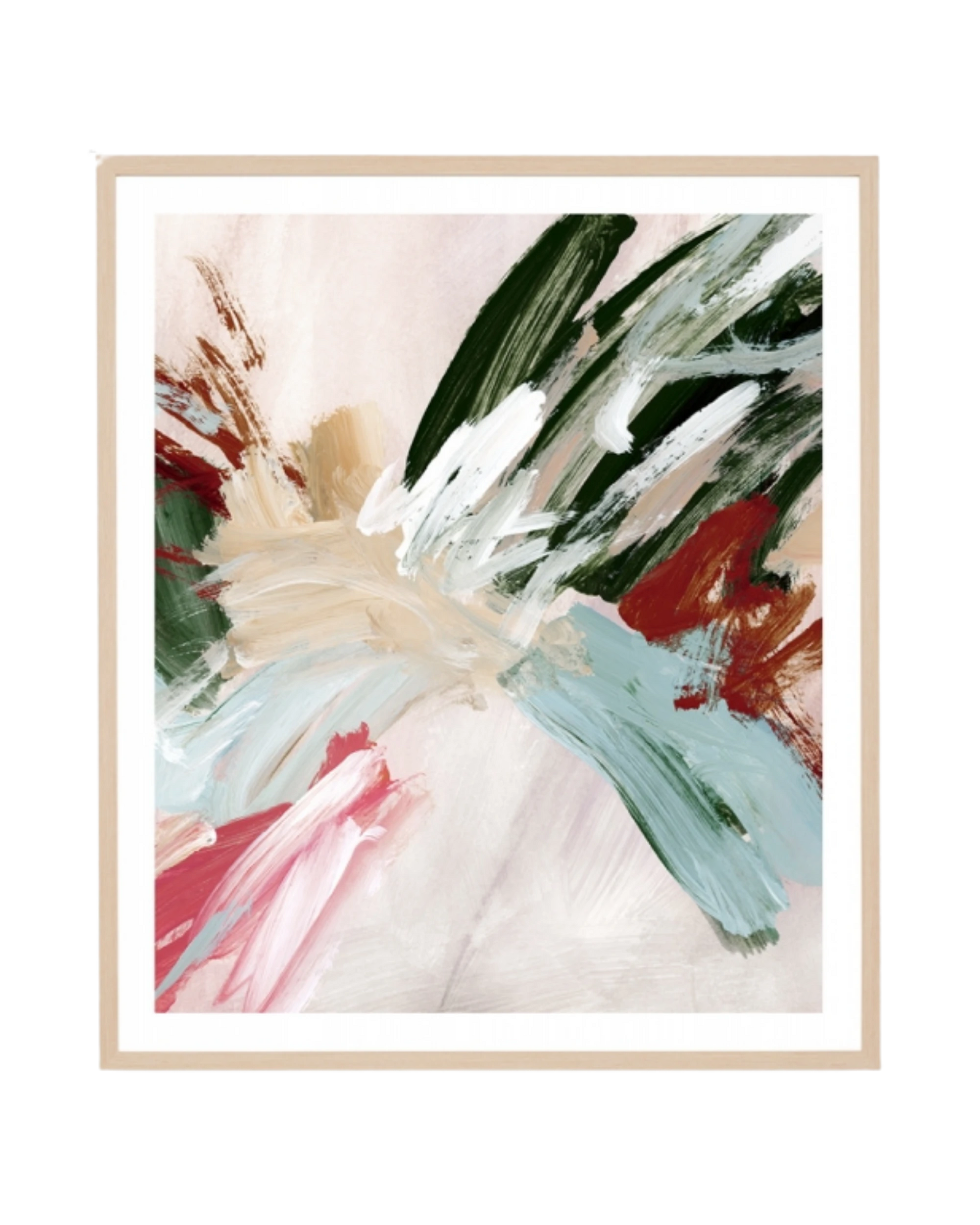 Painterly Abstract Autumn 2 Print 73cm x 85cm - Light Timber Frame
