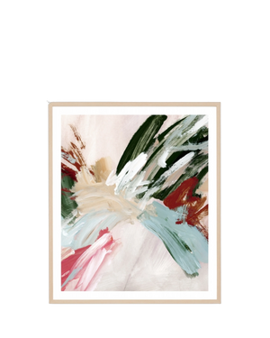 Painterly Abstract Autumn 2 Print 73cm x 85cm - Light Timber Frame