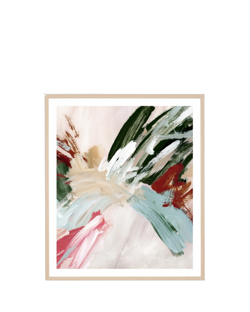Painterly Abstract Autumn 2 Print 73cm x 85cm - Light Timber Frame
