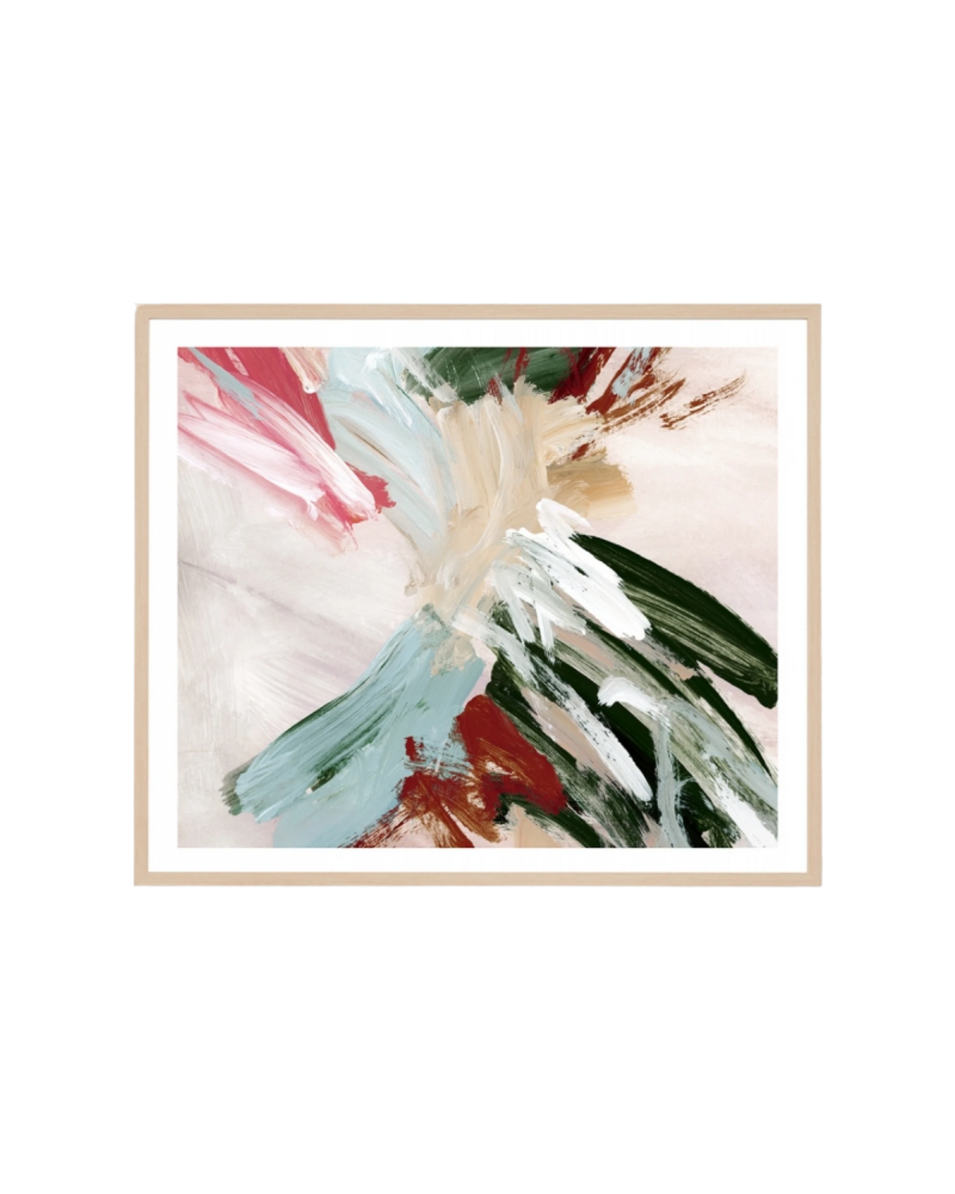 Painterly Abstract Autumn 2 Print 88cm x 103cm - Light Timber Frame