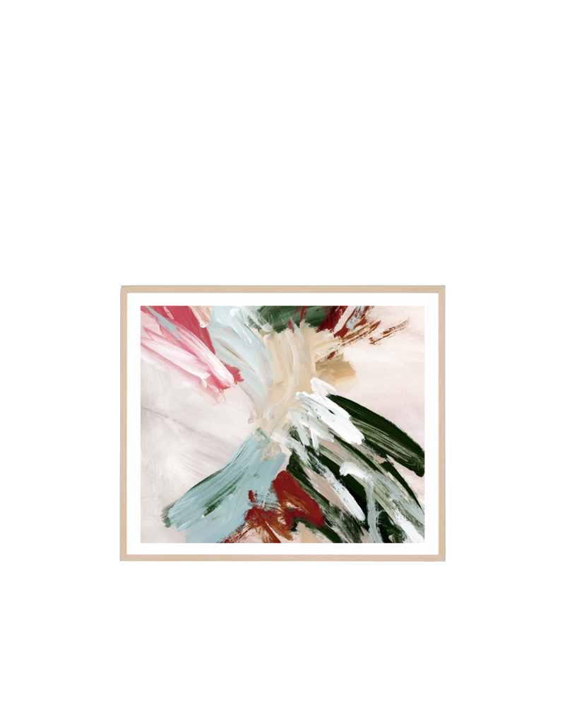 Painterly Abstract Autumn 2 Print 88cm x 103cm - Light Timber Frame