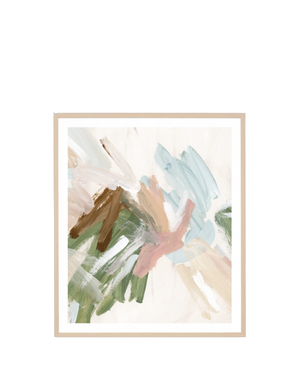 Painterly Abstract Spring 1 Print 73cm x 85cm - Light Timber Frame