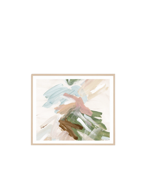 Painterly Abstract Spring 1 Print 88cm x 103cm - Light Timber Frame