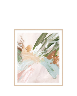 Painterly Abstract Spring 2 Print 73cm x 85cm - Light Timber Frame