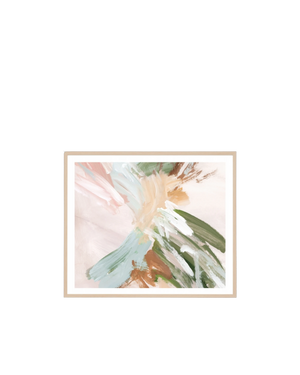 Painterly Abstract Spring 2 Print 88cm x 103cm - Light Timber Frame