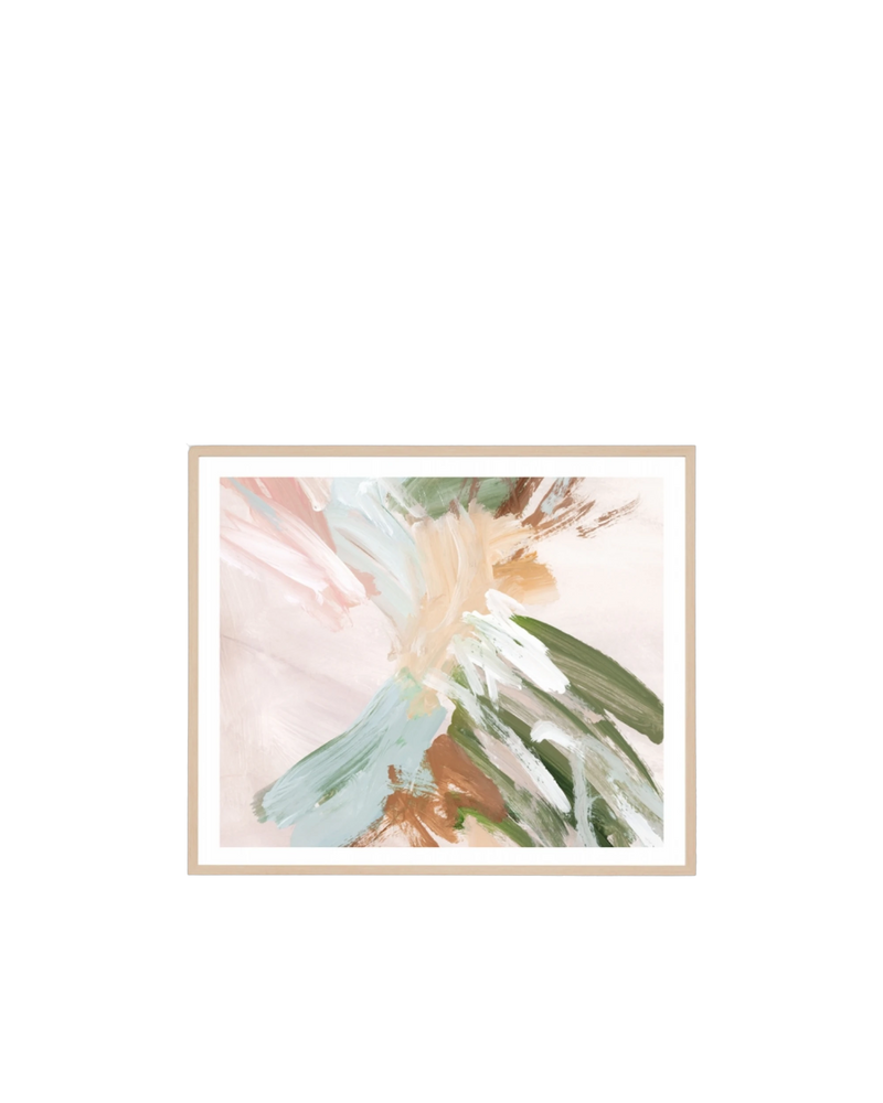 Painterly Abstract Spring 2 Print 88cm x 103cm - Light Timber Frame