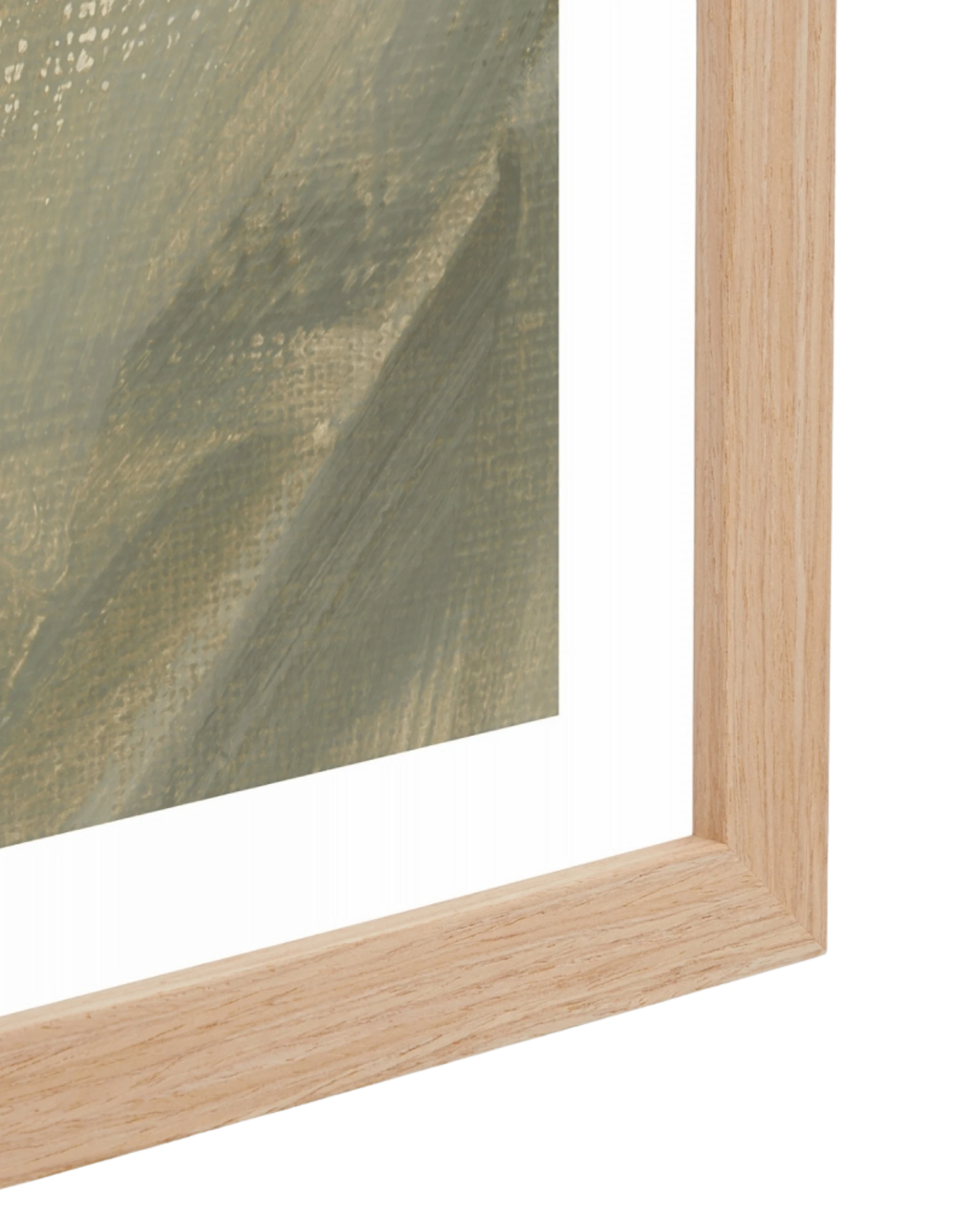 Painterly Vase Olive 1 Print 62cm x 87cm - Light Timber Frame