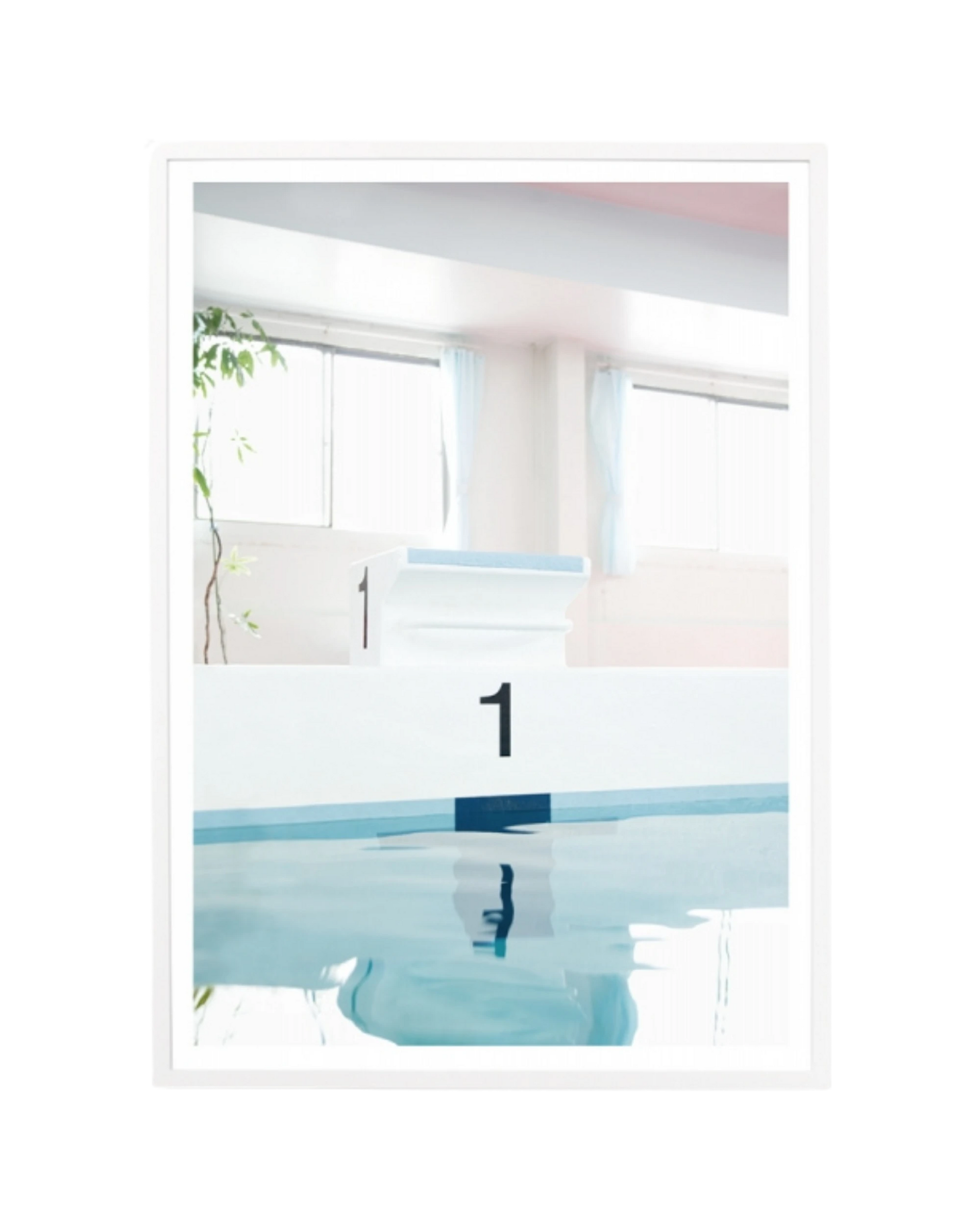 Pastel Pool Print 87cm x 122cm - Light Timber Frame