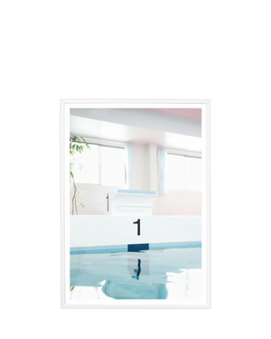 Pastel Pool Print 62cm x 87cm - Light Timber Frame