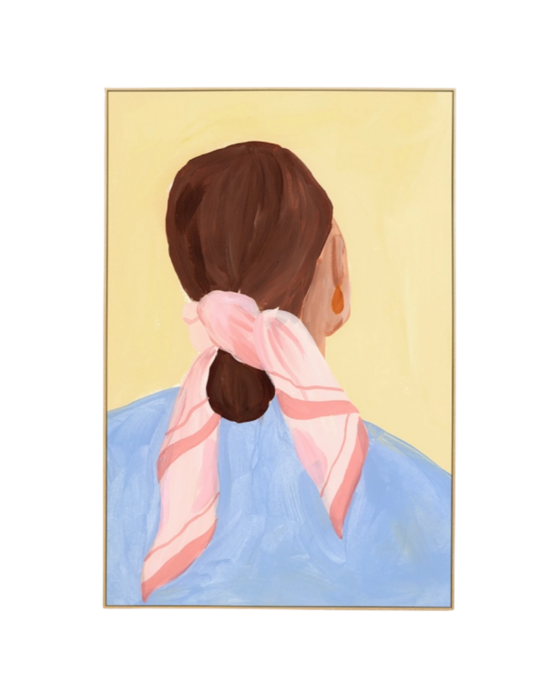Pensive Portrait Bright 2 Canvas Print 80cm x 120cm - Light Timber Frame