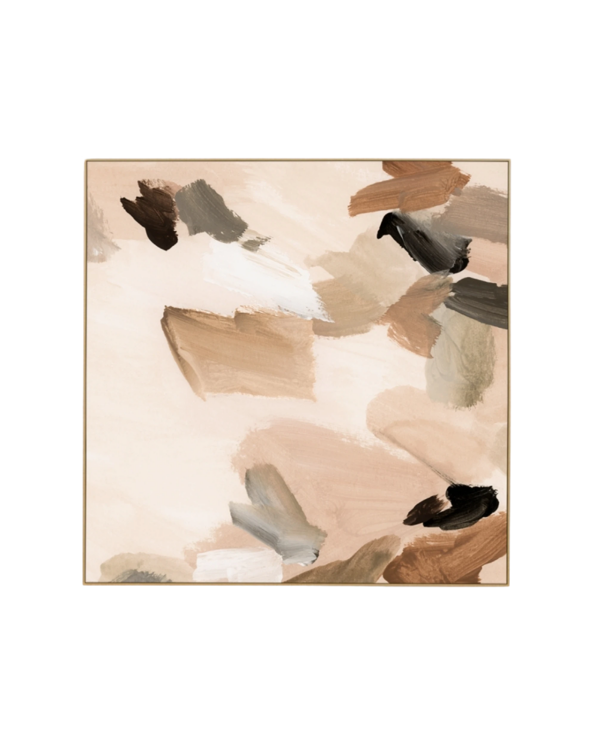 Peyton Blush 1 Canvas Print 100cm x 100cm - Light Timber Frame