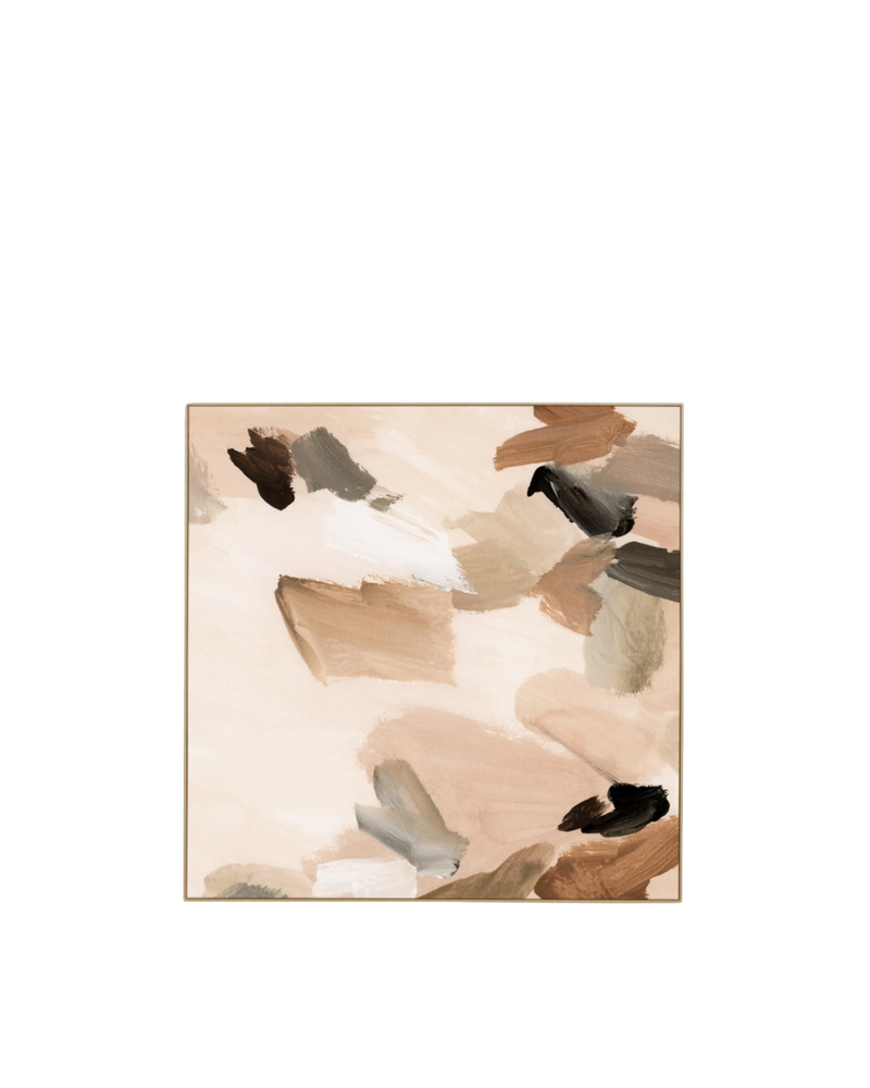 Peyton Blush 1 Canvas Print 100cm x 100cm - Light Timber Frame