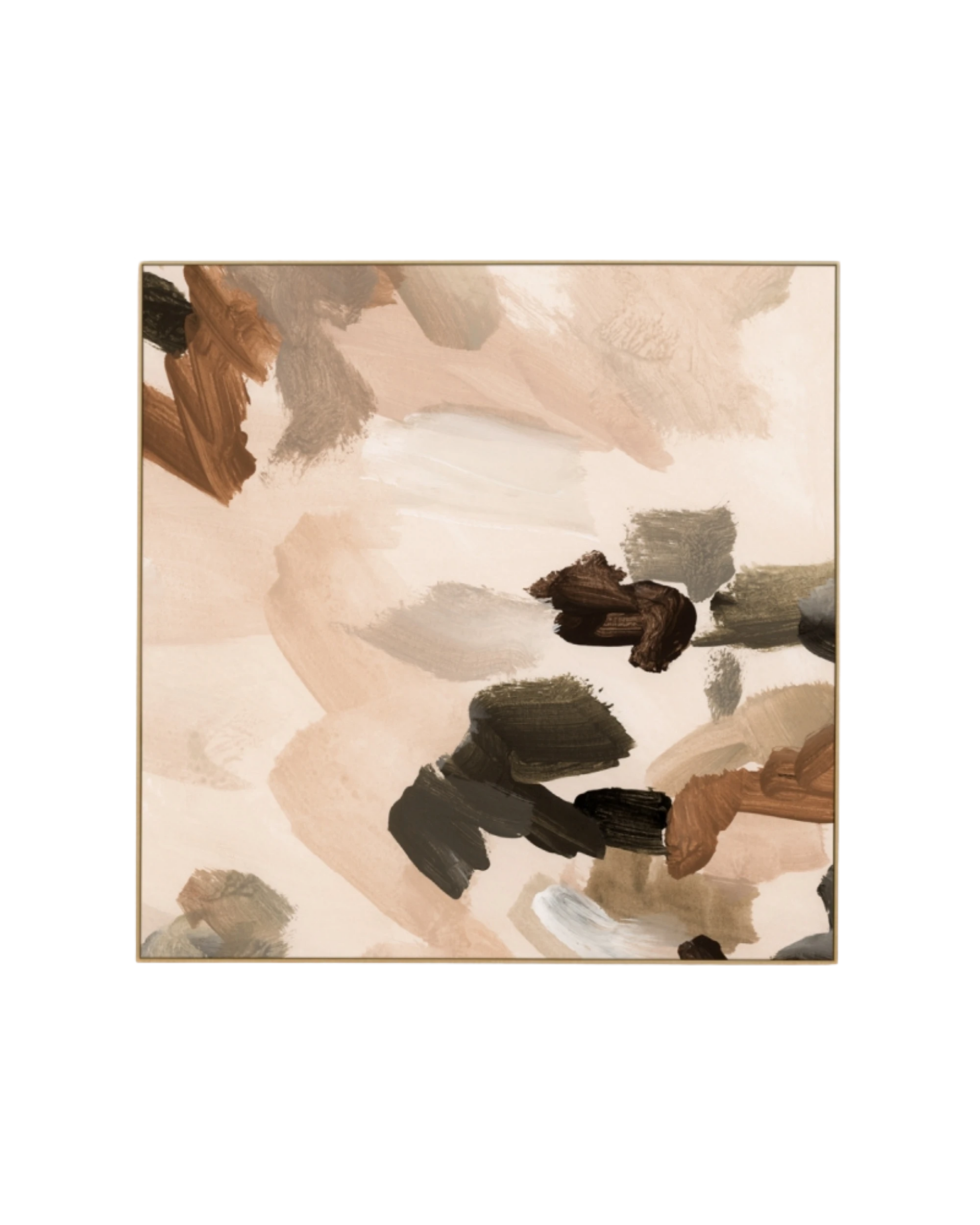 Peyton Blush 2 Canvas Print 100cm x 100cm - Light Timber Frame