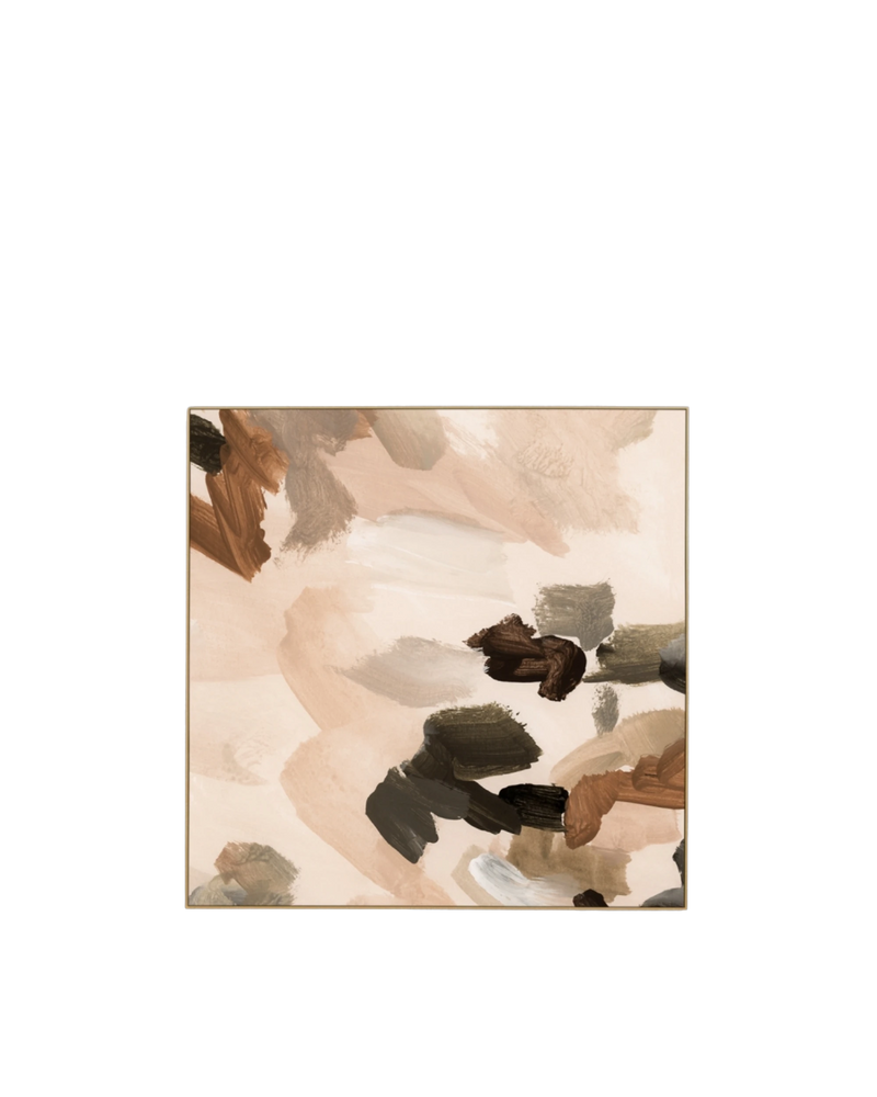 Peyton Blush 2 Canvas Print 100cm x 100cm - Light Timber Frame