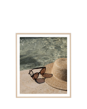 Poolside Afternoon Print 88cm x 103cm - Light Timber Frame