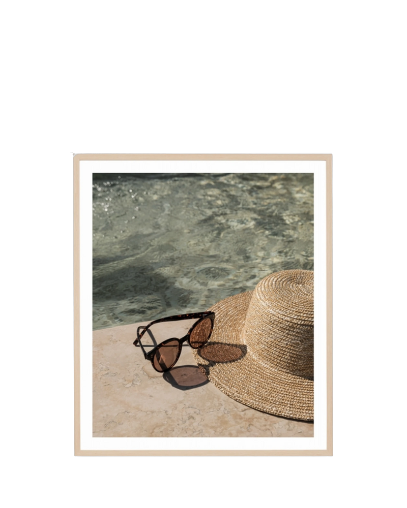 Poolside Afternoon Print 88cm x 103cm - Light Timber Frame