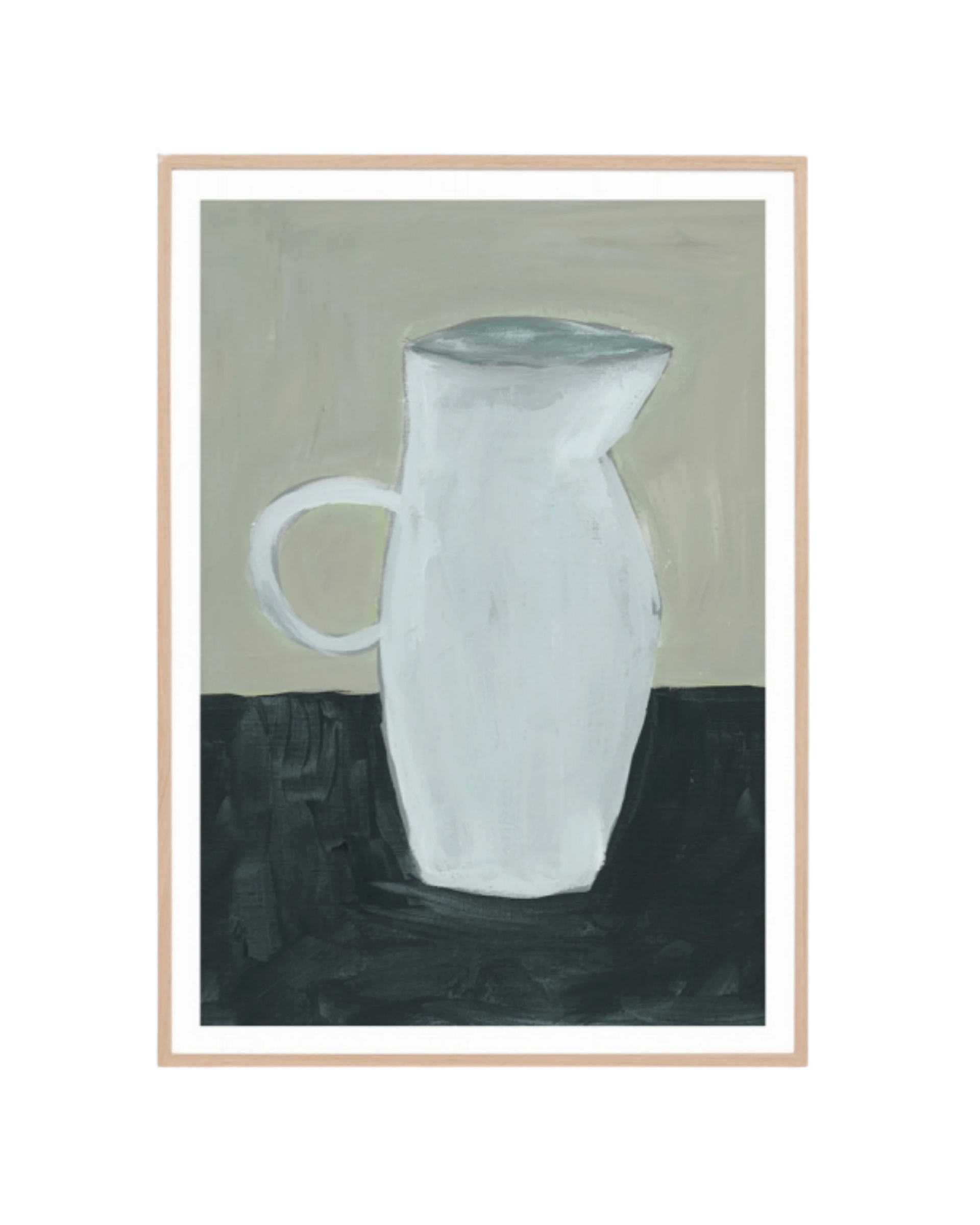 Pottery Study Blue Print 62cm x 87cm - Light Timber Frame