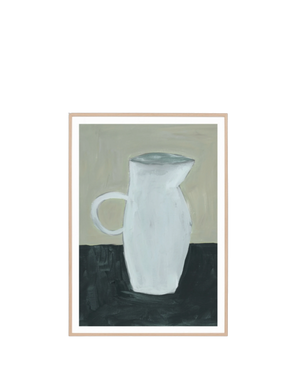 Pottery Study Blue Print 62cm x 87cm - Light Timber Frame