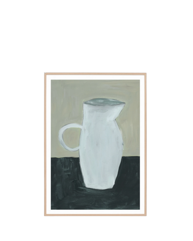 Pottery Study Blue Print 62cm x 87cm - Light Timber Frame