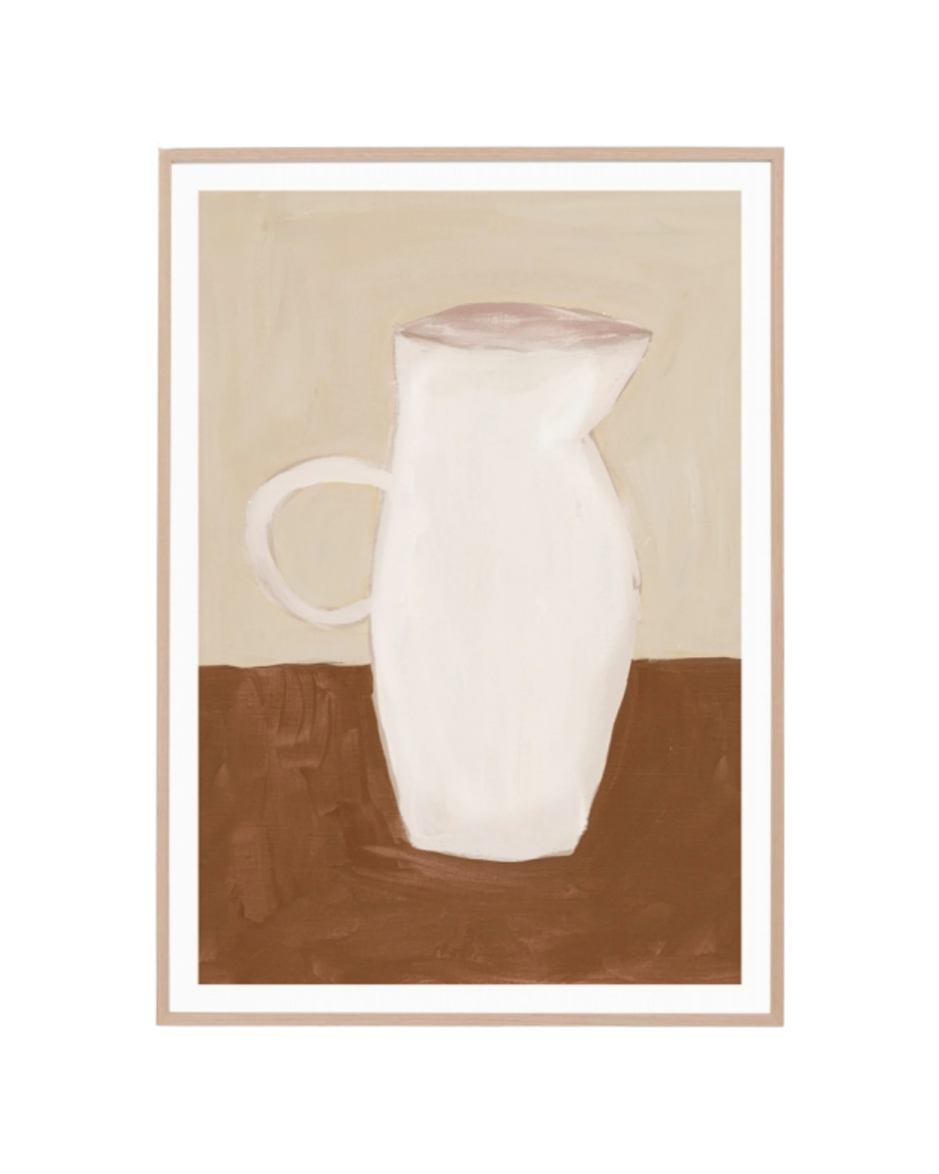 Pottery Study Terracotta Print 87cm x 122cm - Light Timber Frame
