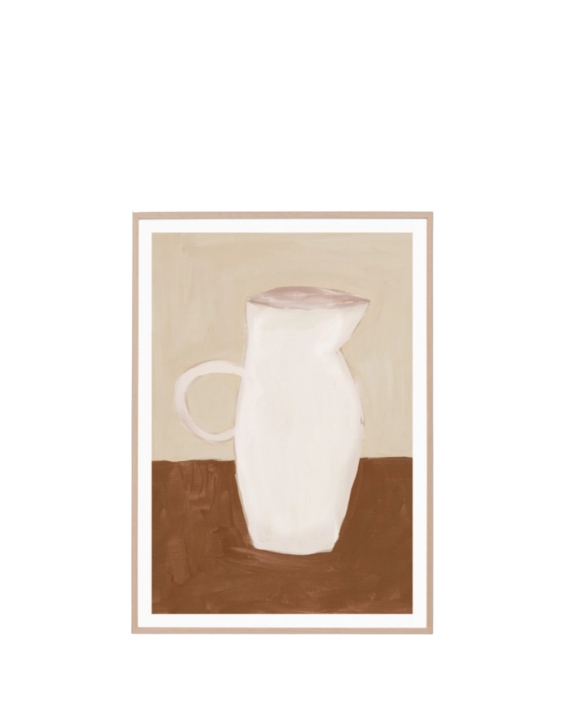 Pottery Study Terracotta Print 62cm x 87cm - Light Timber Frame