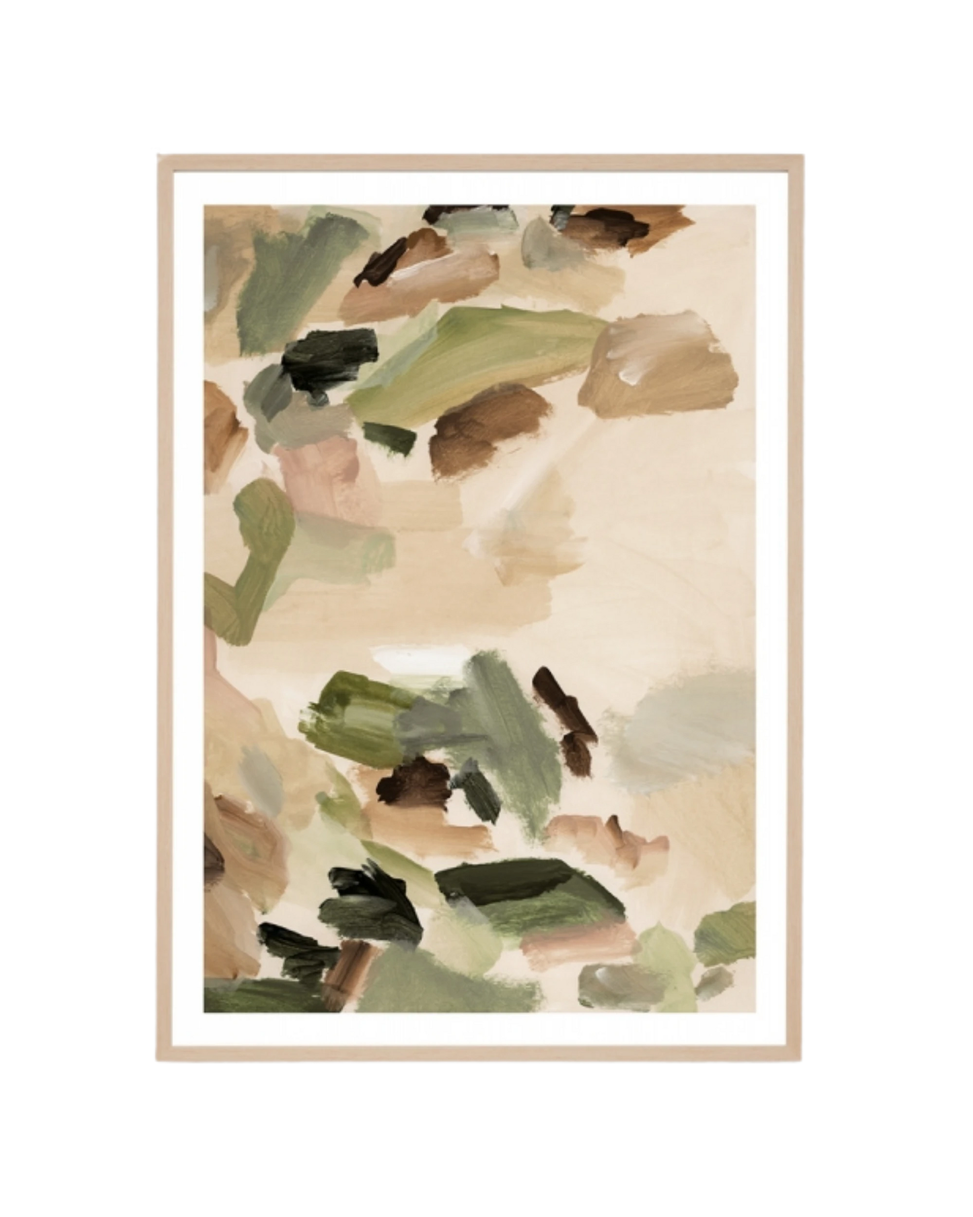 Presley Green Print 87cm x 62cm - Light Timber Frame