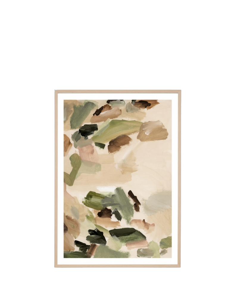 Presley Green Print 87cm x 62cm - Light Timber Frame