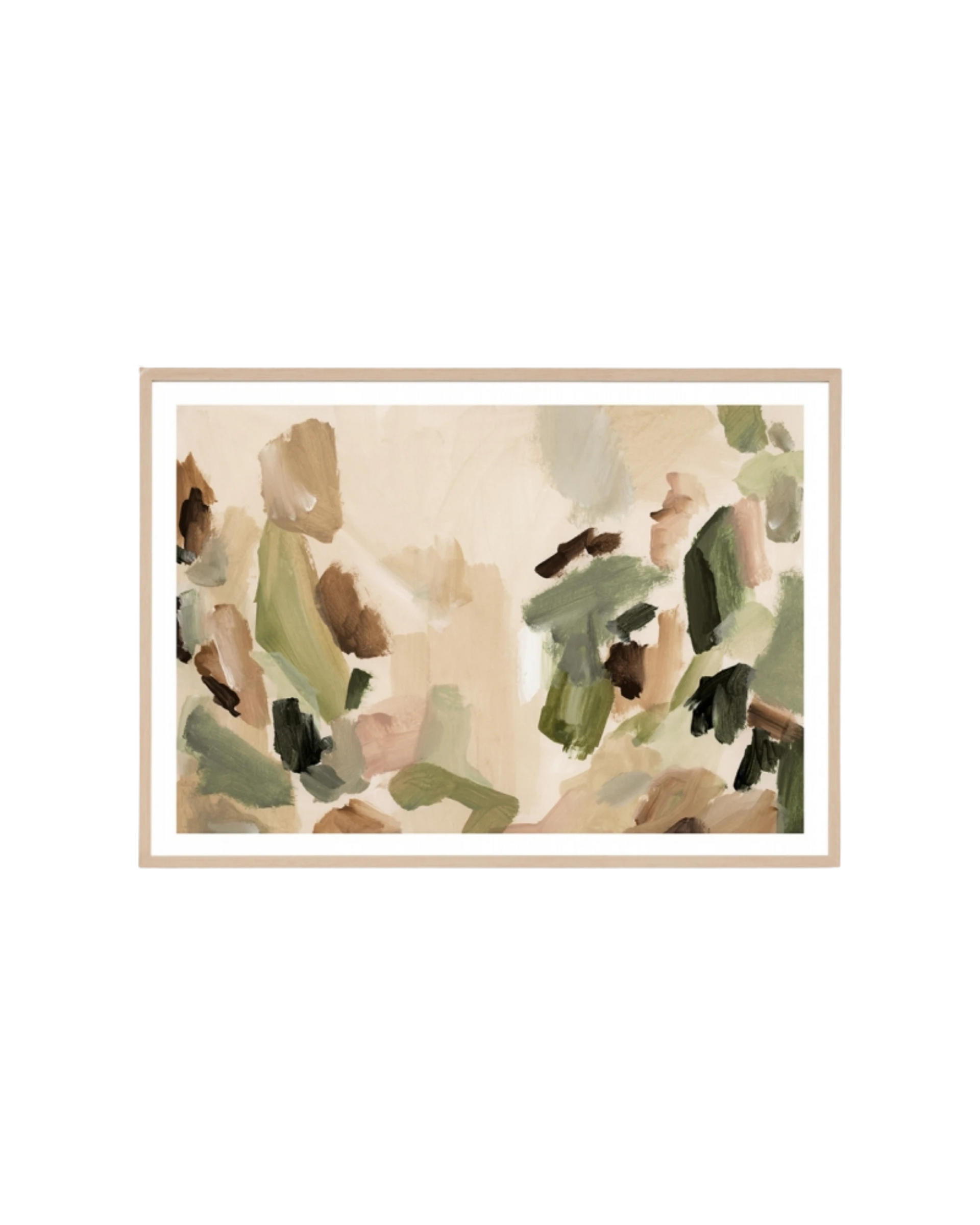 Presley Green Print 122cm x 87cm - Light Timber Frame