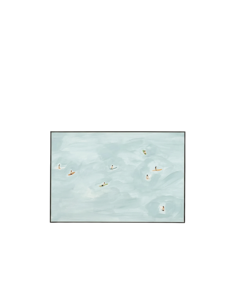 Surf Scene Blue Canvas Print90cm x 60cm - Black Frame