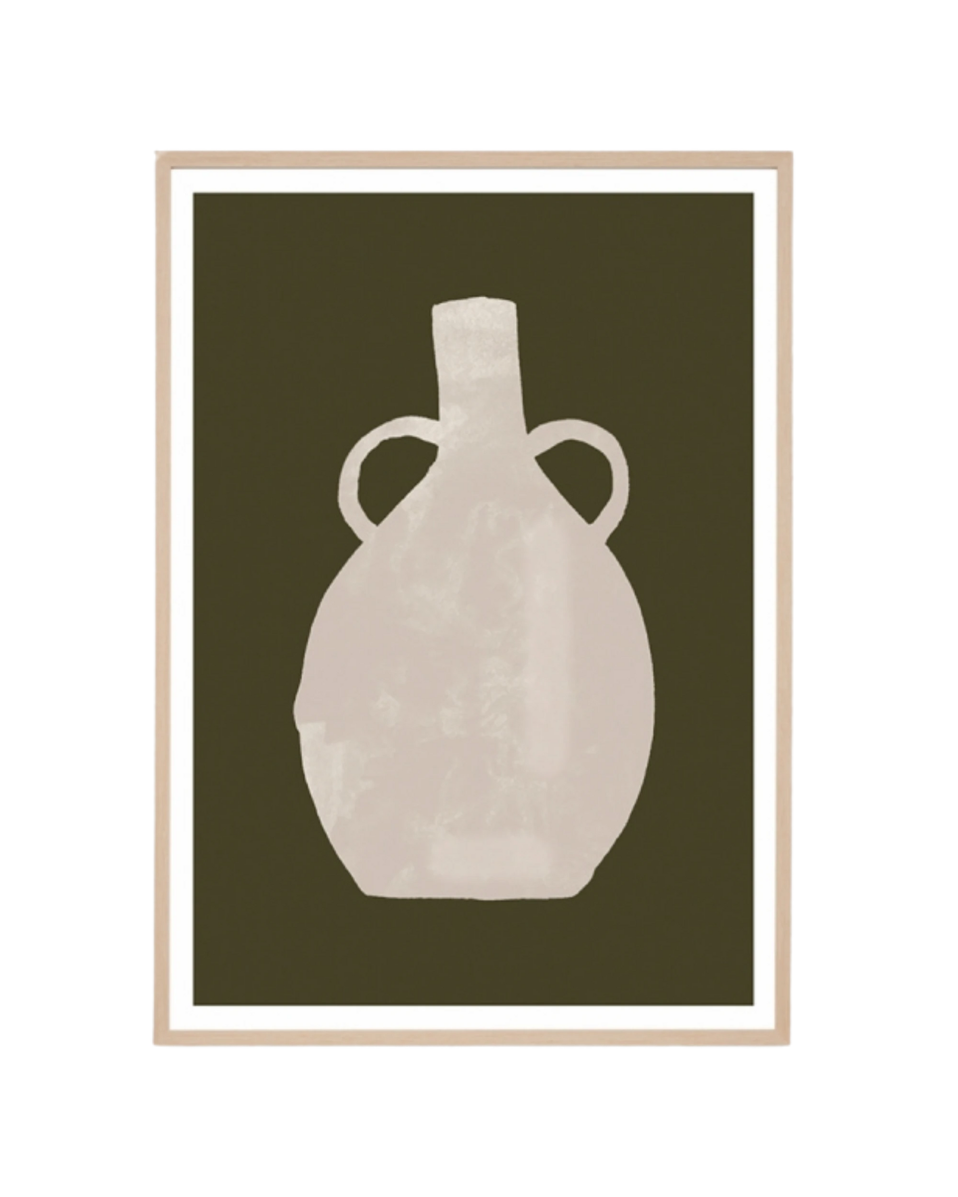 Vase Study Olive 4 Print 87cm x 122cm - Light Timber Frame