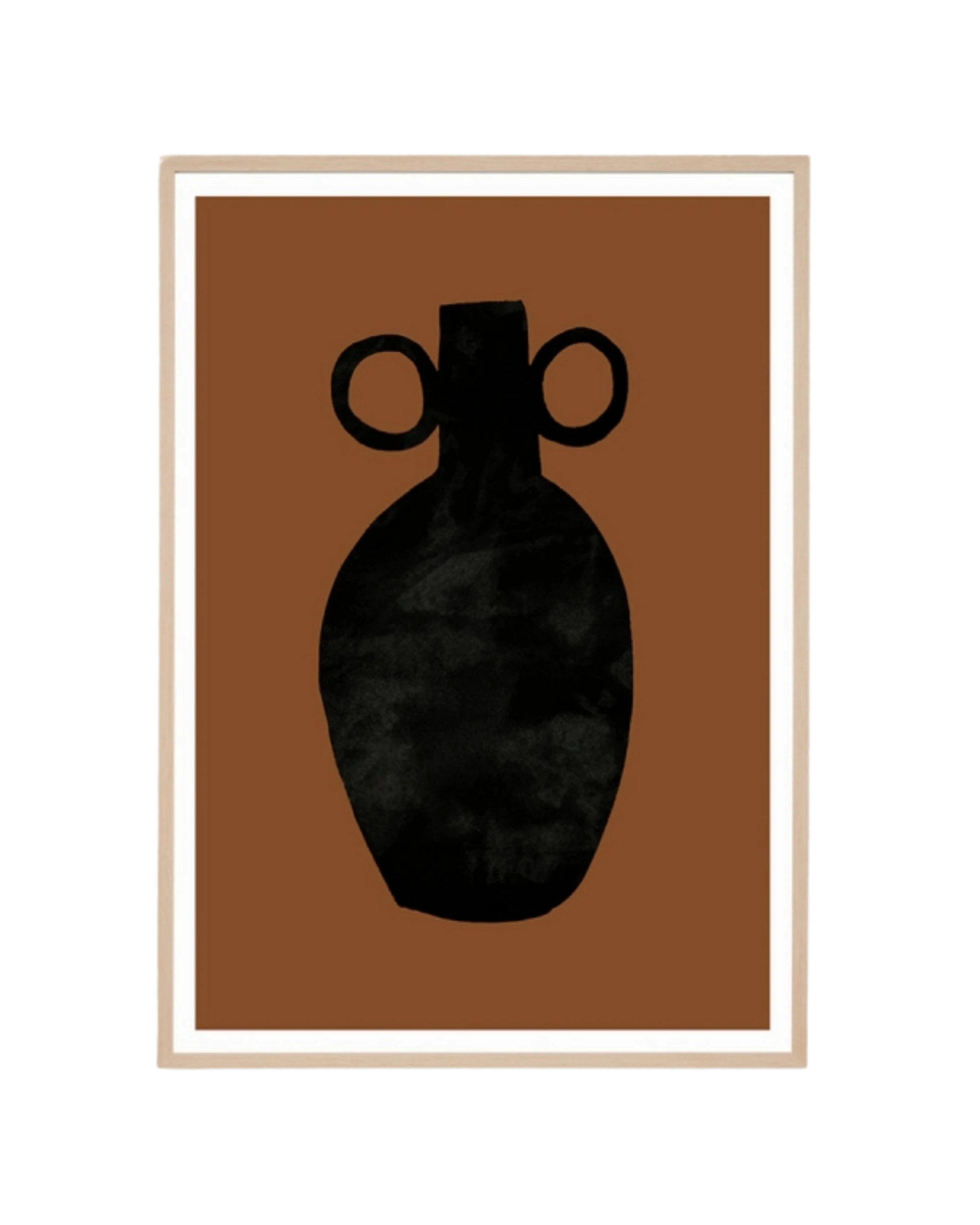 Vase Study Rust 1 Print 62cm x 87cm - Light Timber Frame