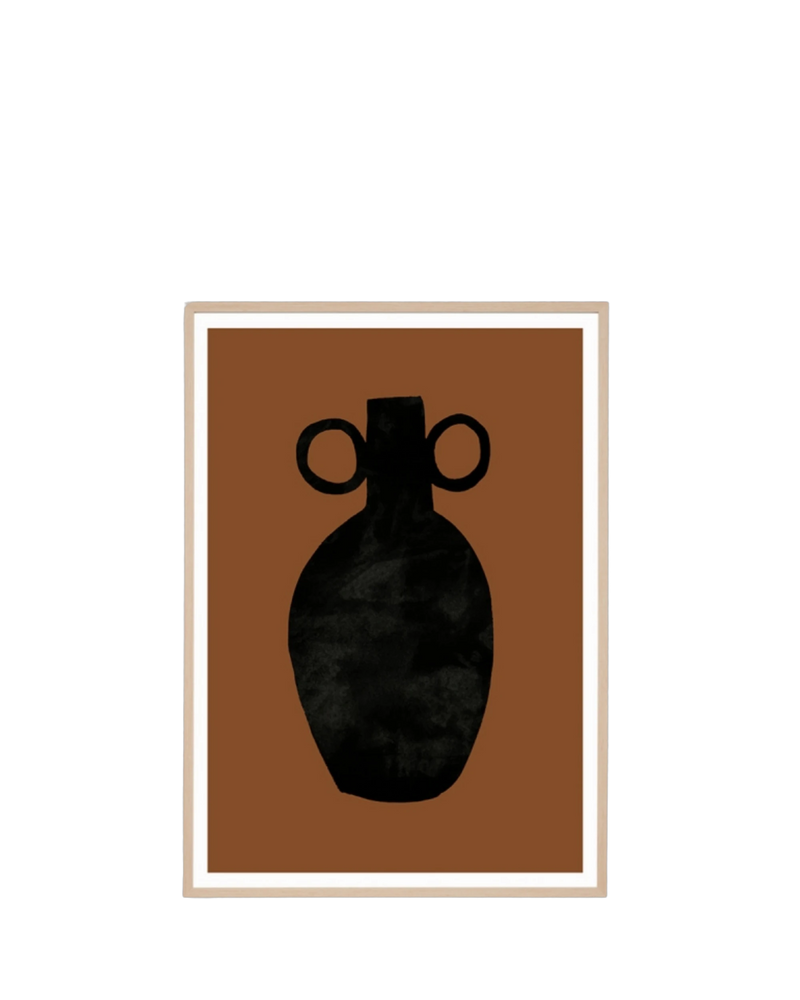 Vase Study Rust 1 Print 62cm x 87cm - Light Timber Frame