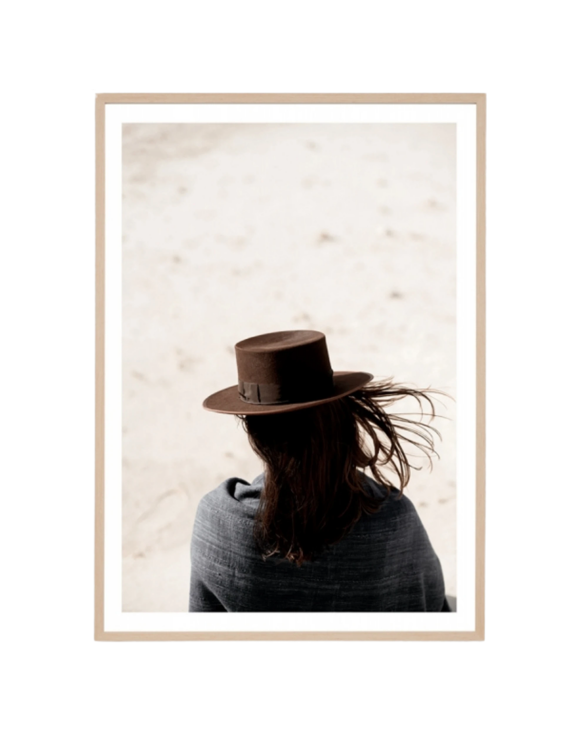 Windswept Cowgirl Print 87cm x 122cm - Light Timber Frame