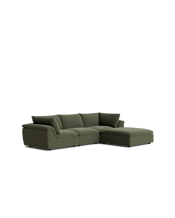 Melt 4 Seater Chaise Sofa - Eden Leaf