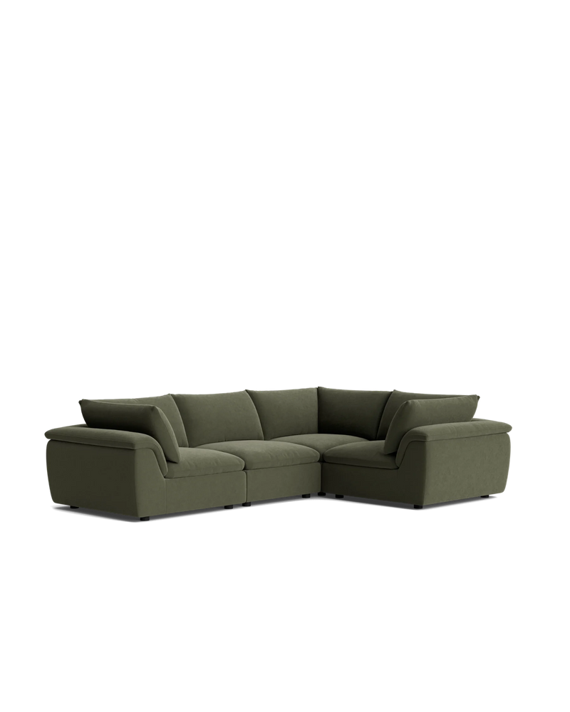 Melt Closed Chaise Sofa - Eden Leaf
