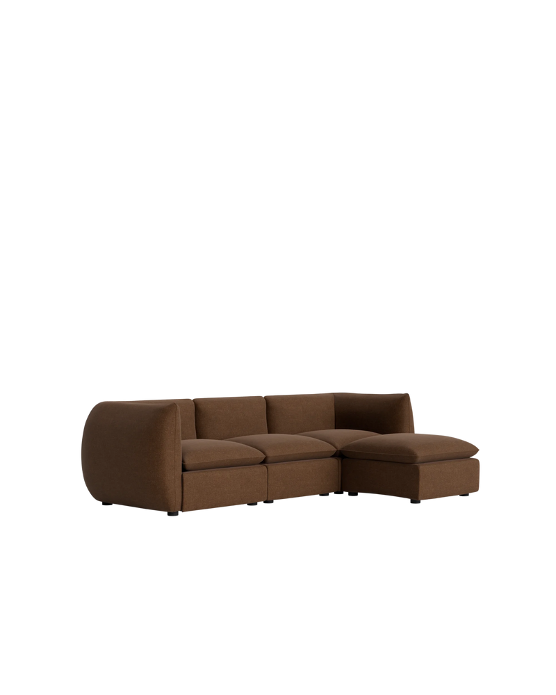 Muro 4 Seater Chaise Sofa - Fossil Chocolate