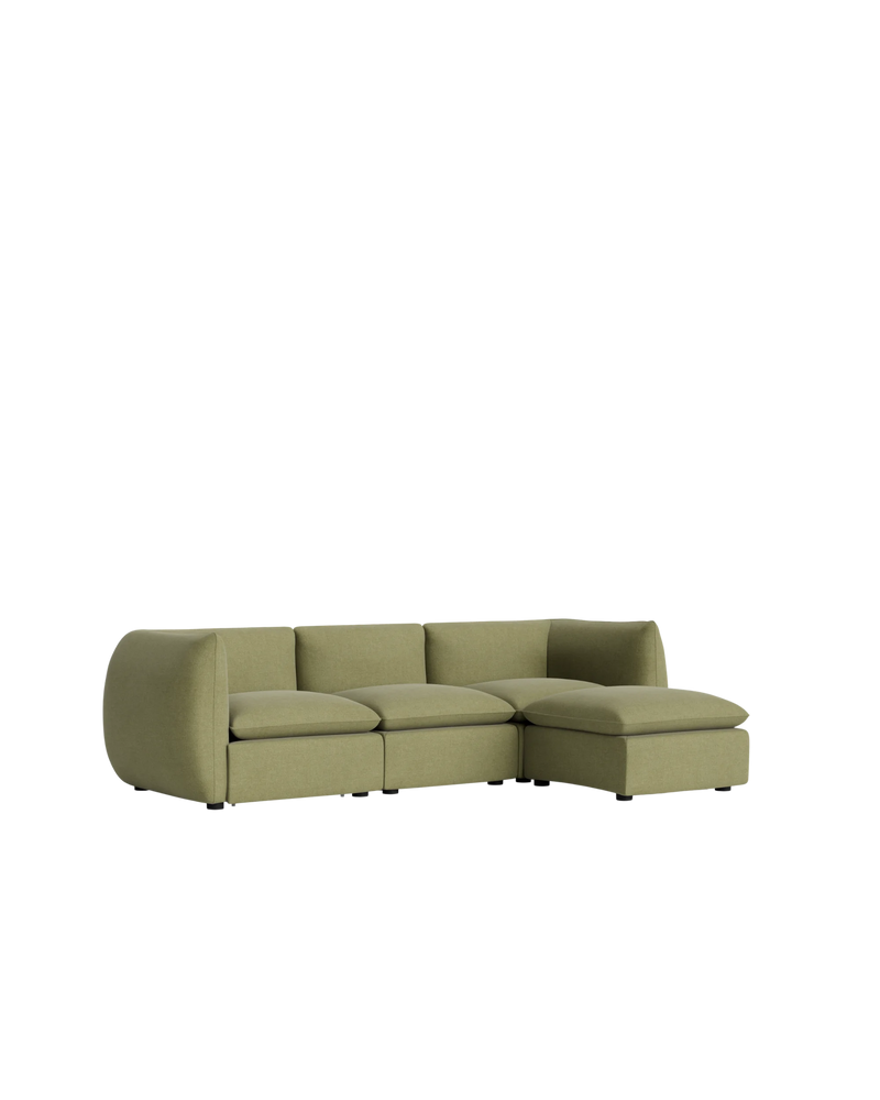 Muro 4 Seater Chaise Sofa - Fossil Eucalyptus