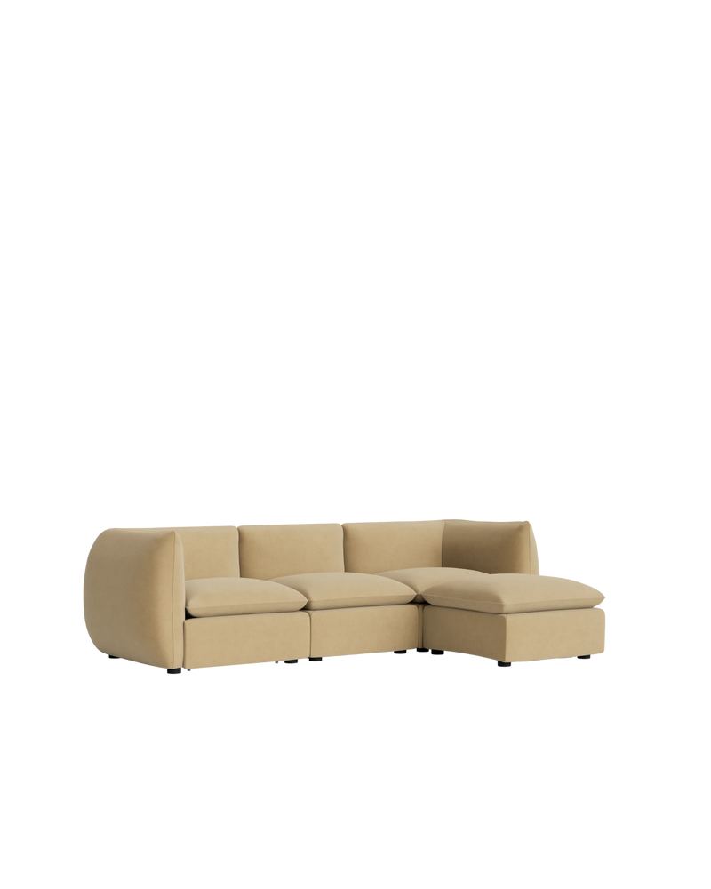 Muro 4 Seater Chaise Sofa - Silas Honey