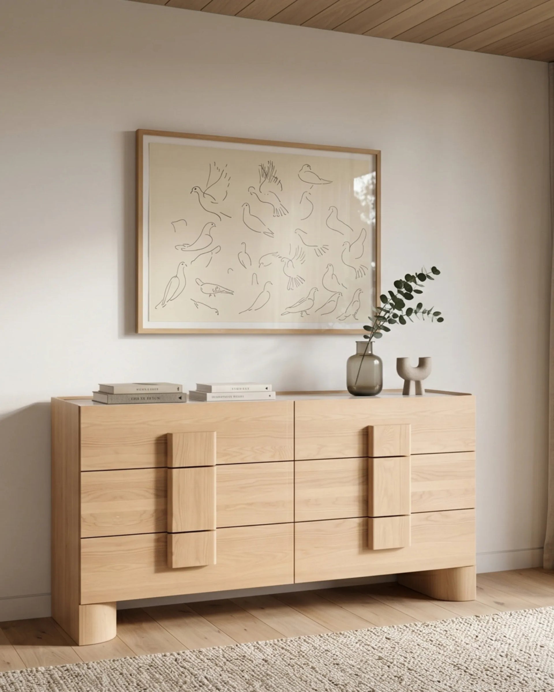 Nora 6 Drawer Chest - Oak / Sahara Marble