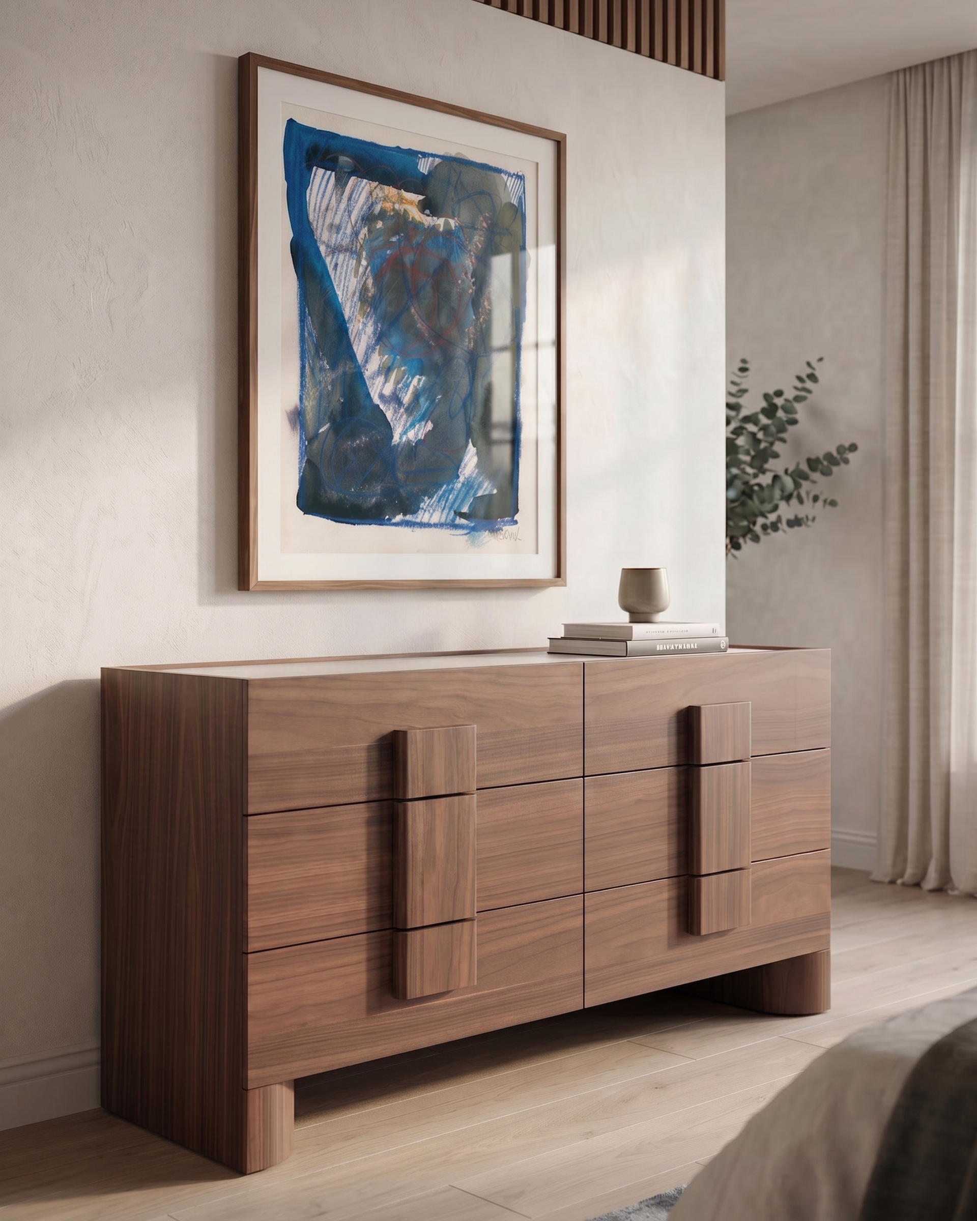 Nora 6 Drawer Chest - Walnut / Sahara Marble