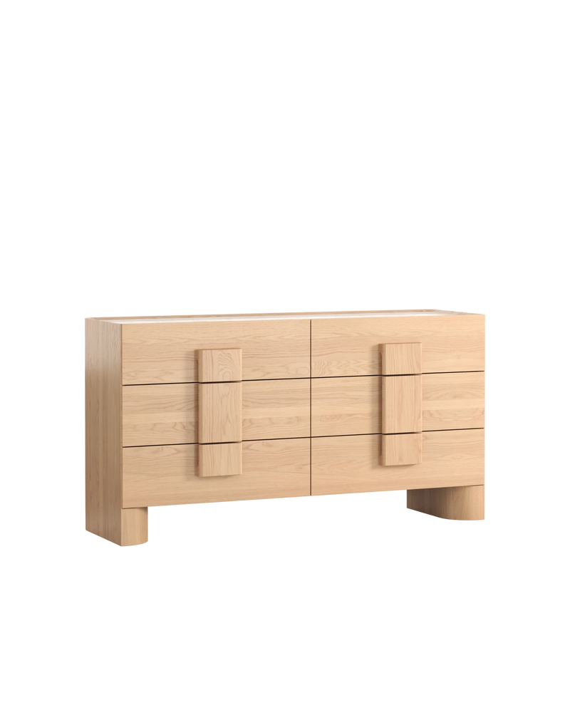 Nora 6 Drawer Chest - Oak / Sahara Marble