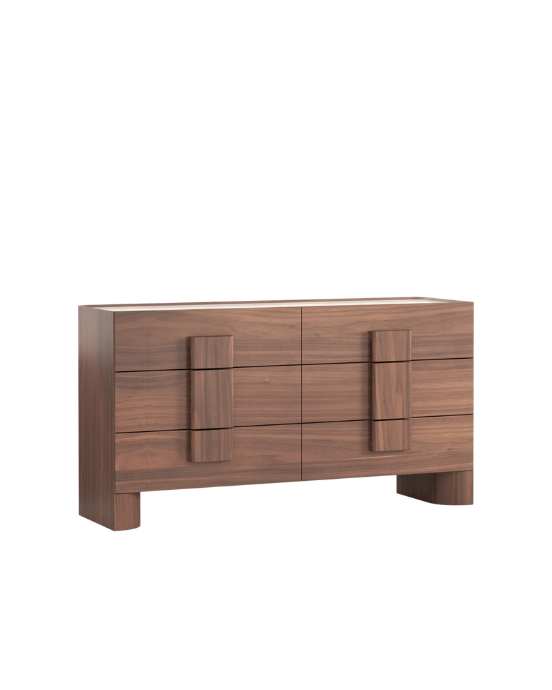 Nora 6 Drawer Chest - Walnut / Sahara Marble