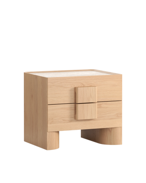 Nora Bedside Table - Oak / Sahara Marble