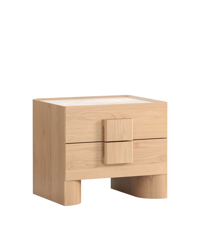 Nora Bedside Table - Oak / Sahara Marble