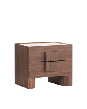 Nora Bedside Table - Walnut / Sahara Marble